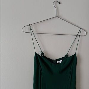 REFORMATION JULIETTE MIDI DRESS EMERALD 4 ADJUSTABLE TIE STRAPS SIDE SLIT